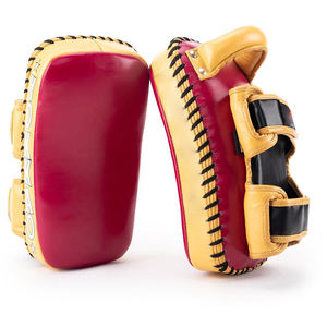 Gran oferta de almohadillas tailandesas de boxeo curvas de cuero de vaca Kick Boxing MMA Maui Thai Focus Pads Material personalizado agarre fuerte - Product Image 4