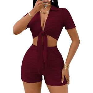 Ensemble tricoté 2 pièces pour femme : Crop top et jupe courte modeste – Collection été 2026 - Product Image 1