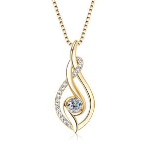 Collier pendentif torsadé en moissanite VVS de 0,50 carat (5 mm) de qualité supérieure, chaîne à maillons en argent sterling 925 pur plaqué or, tendance pour femme - Product Image 1