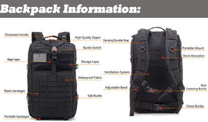 Sac à dos tactique tendance avec impression de logo personnalisé Système de rangement confortable à plusieurs compartiments en PVC pour l'extérieur - Product Image 4