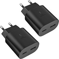 Chargeur rapide USB PD 25W à 2 ports avec matériau ignifuge pour PC et protection contre les surintensités pour téléphones portables, ordinateurs portables et appareils intelligents