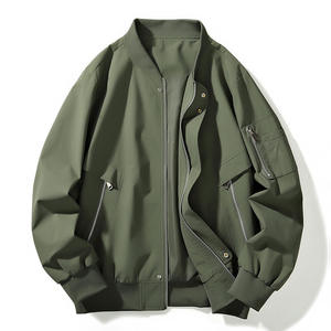 Veste de pilote simple d'extérieur pour hommes avec logo personnalisé OEM veste décontractée tout match avec col de baseball de grande taille - Product Image 1
