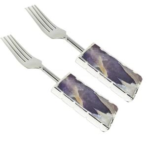 Vajilla de amatista Cuchara Tenedores Utensilios de cocina Artesanía de cristal Piedras naturales Tenedor de metal - Product Image 1