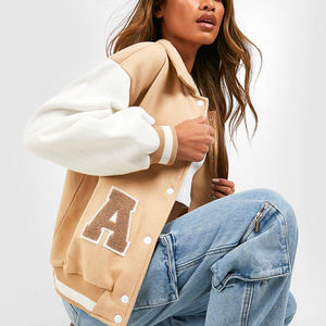 Chaqueta Universitaria de Mujer Personalizada con Diseño de Cuello, Poliéster/Algodón, Chaqueta Universitaria Ligera con Logotipo Bordado Personalizado - Product Image 4