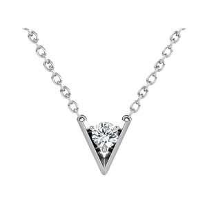 Collar con Colgante en Forma de V de Plata de Ley 925 con Perla Negra y Moissanita de Corte Brillante de 1.00 CT, Color D, Claridad VVS1, Cadena de Eslabones - Product Image 2