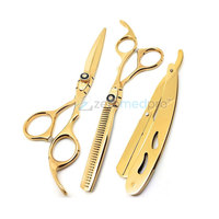 Kit de coiffure professionnel Ciseaux Rasoir droit Peignes Accessoires de toilettage Kit de barbier complet