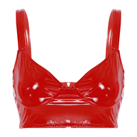 Vente en gros de soutien-gorge en cuir verni sexy de grande taille pour femmes de couleur unie personnalisée robe de nuit courte décoration en dentelle logo respirant à l'avant