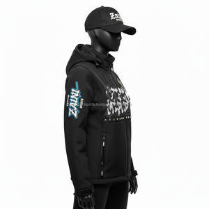 Veste Softshell pour femmes, polyester premium, polaire collé, noir, coupe-vent, logo personnalisé imprimé à l'écran, veste Softshell pour femmes - Product Image 3