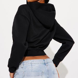 Sudadera con capucha de lana de algodón 100% de peso pesado para mujer/precio al por mayor logotipo personalizado diseño elegante recortado última Sudadera con capucha 2025 - Product Image 2