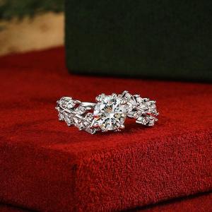 Jeulia Vine Bypass Round Cut Engagement <b>Ring</b> in Sterling Silver - Product Image 4