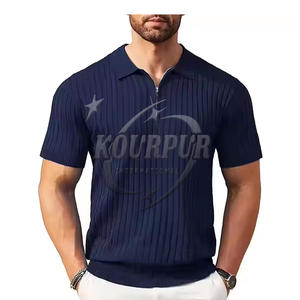 Nouveau polo à demi-fermeture éclair pour hommes avec motif texturé en tissu très confortable au prix de gros - Product Image 1