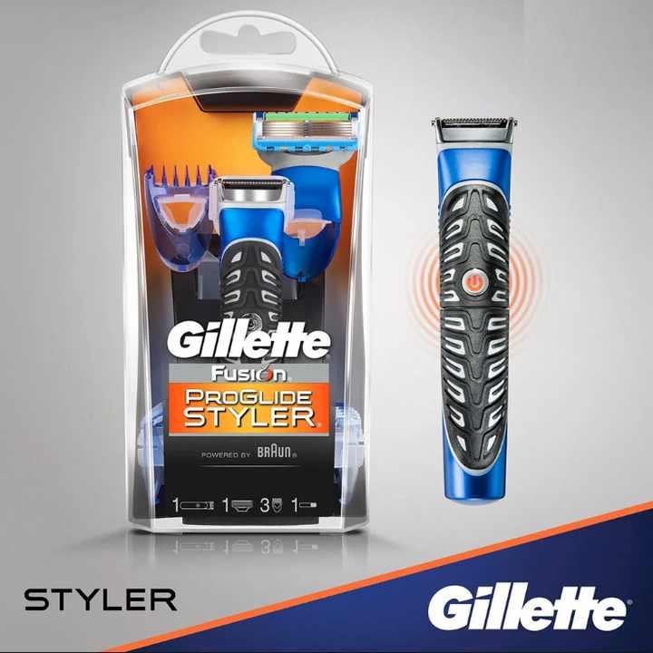 Gillette Fusion Styler 3-in-1 Waterproof Hair Trimmer for Men for Home and Hotel Use-Clipper Razor Sculpter