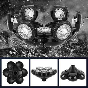 Lames de rasoir électrique rechargeables argentées, tête de rasoir rotative pour hommes chauves - Utilisation visage et corps, fonction étanche et lavable - Product Image 2