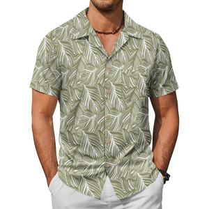 T-shirts en tricot pour homme, coupe classique, col montant, manches courtes, décontractés, légers, imprimés, 100% polyester, séchage rapide, respirants - Product Image 1