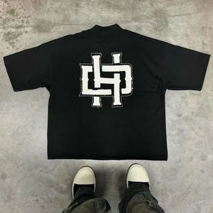 Custom DTG Printing Black Vintage 3D Puff Printed <b>Short</b> <b>Sleeve</b> Cropped Men's T-Shirt 280 Gsm Heavyweight Oversized Fit - Product Image 6