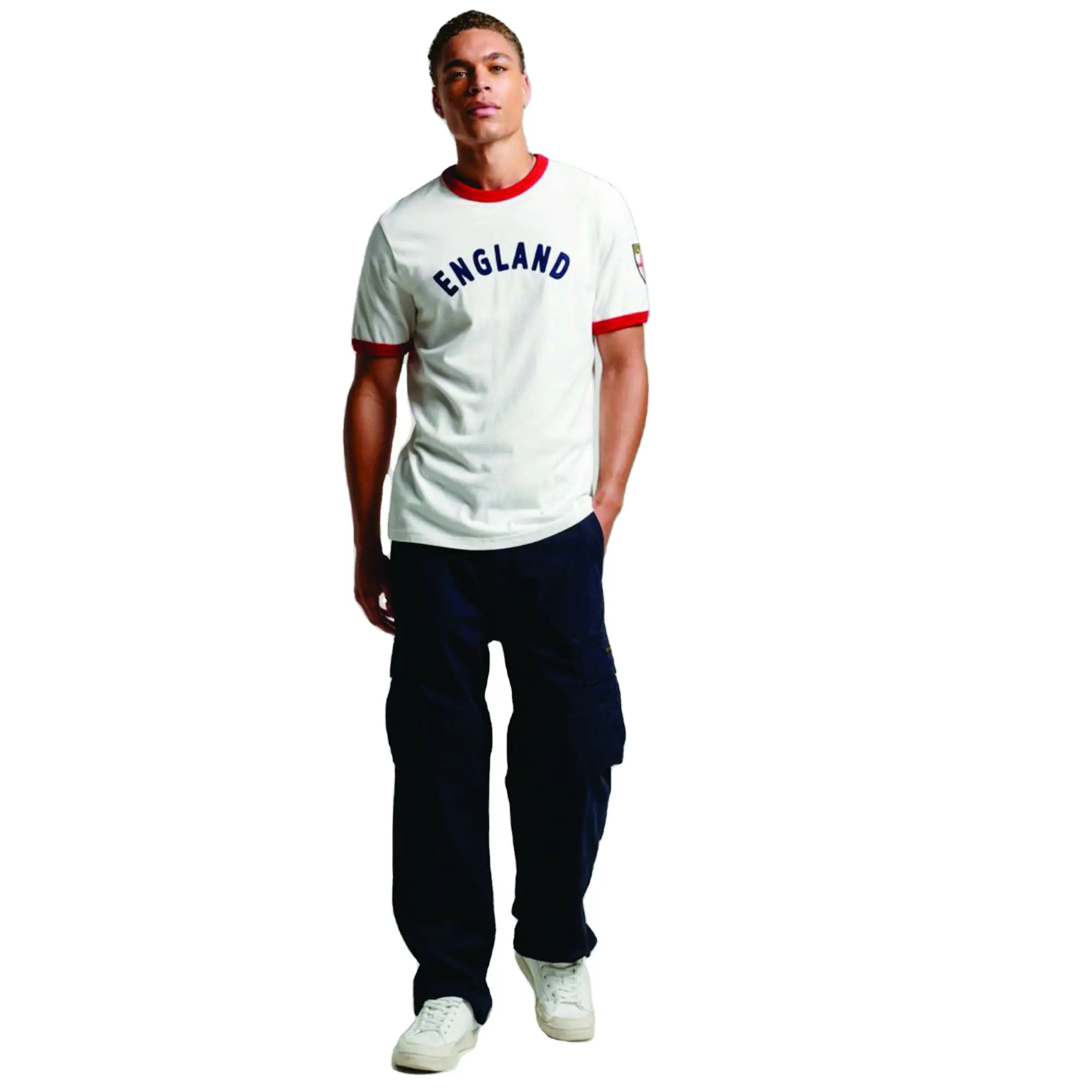 Streetwear Men's T-Shirt Contrast Roller Neck Retro Short Sleeve Custom Ringer Tee Printed Logo T Shirt