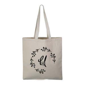 <b>Initial</b> 'U' Letter Canvas Tote <b>Bag</b> Durable Fashionable Large Capacity Tote <b>Bag</b> with Open Closure for Summer Use - Product Image 1