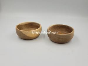 Cuenco de madera de acacia medio D10xH4cm | Cuenco de madera natural hecho a mano para especias, nueces, aperitivos | Vajilla de cocina rústica - Product Image 4