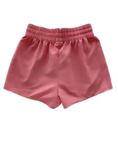 กางเกงขาสั้นออกกำลังกายผู้หญิงเอวสูงสีชมพูโรสพิงค์พร้อมเชือกผูก แห้งเร็ว เหมาะสำหรับวิ่งและออกกำลังกายในฤดูร้อน - Product Image 3