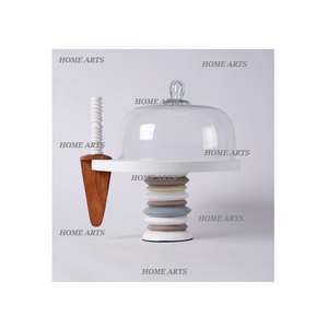 Ensemble de 2 supports à gâteau en aluminium martelé avec beurrier, qualité supérieure, couleur argent, support à dessert à vendre - Product Image 4