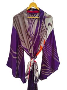 Camisa de Fiesta, Kimono de Seda para Mujer, Multicolor, Suave, Ropa de Casa, Blusa de Seda Multicolor, Kimono Corto, Talla Única, Estilo Lounge - Product Image 2