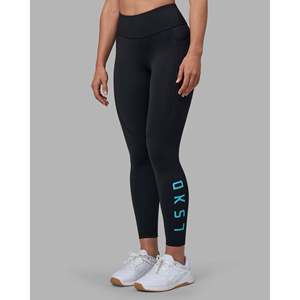 Rep Ultra High-Rise 7/8 <b>Legging</b> <b>with</b> <b>Pockets</b>-<b>Black</b>-Blue Atoll 4-Way Stretch Breathable Ankle-Length Yoga & Fitness Wear XXL - Product Image 2