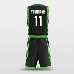 Ensemble de shorts personnalisables en jersey de basket-ball respirant vert marine vêtements de t-shirt de sublimation pour hommes - Product Image 3