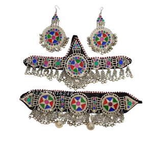 Ensemble de bijoux afghans de style traditionnel faits à la main en matériaux de haute qualité, collier et boucles d'oreilles pour femmes à bas prix - Product Image 2