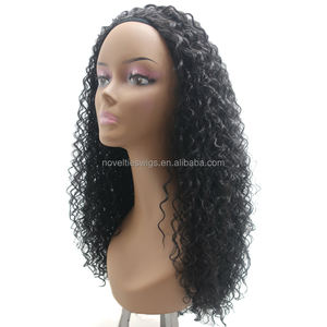 Nouveauté <span class=keywords><strong>Perruque</strong></span> Mi-Haute Mi-Basse <span class=keywords><strong>Synthétique</strong></span> Bandeau Ondulé Kinky Curly 22 Pouces Cheveux Noirs pour Femme sans Colle - Product Image 2