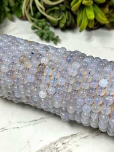 Blue Chalcedony Beaded <b>Bracelet</b> Stylish Gift for Throat and Third Eye Chakra Healing for Engagement - Product Image 2