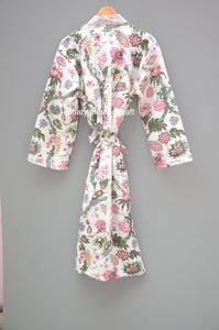 Chaqueta de invierno Kantha de algodón con estampado floral para mujer, abrigos largos con cinturón multicolor a la moda, regalo para ella - Product Image 3