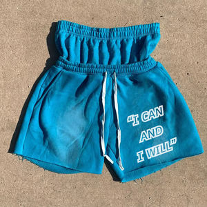 Sweat-shirt vintage délavé au soleil pour hommes, short, coton éponge français sérigraphié, lavage à l'acide, solide, utilisation décontractée du fitness - Product Image 2