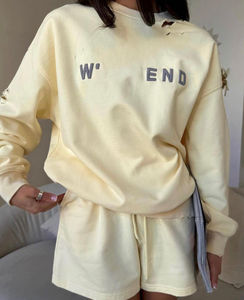 Conjunto Deportivo de 2 Piezas con Sudadera Holgada y Pantalones Cortos, Conjunto Deportivo Unisex para Correr, Sudadera de Manga Larga y Pantalones Cortos para Mujer - Product Image 1