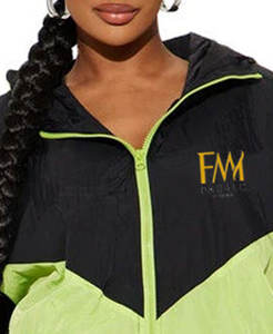 Tenues fermeture éclair avant taille élastique deux pièces ensembles avec emballage personnalisé femmes été coupe-vent ensembles - Product Image 6