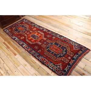 Turkish Vintage <b>Runner</b> Rug 3.6x10 ft, <b>Red</b> Blue Plants & trees Rug - Product Image 4