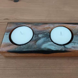 Candelabro de Madera de Resina con Acabado Natural, Hecho a Mano, Forma Personalizada para Decoración del Hogar Ecológica - Product Image 1