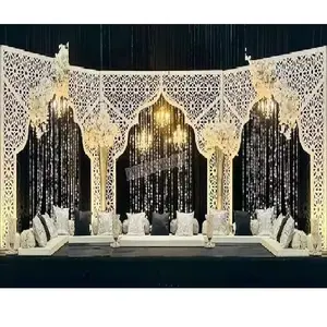 Moroccan Mehndi Night Stage Laser Cut Frames Arabian Style Hot Sale Wedding Backdrop Stand Muslim Wedding Laser Cut Metal Panels