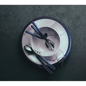 High Quality Blue Color Handle <b>Flatware</b> Set with Silver Mirrored Polished Metal Exclusive Premium Look for Hotel Kitchenware - Product Image 3