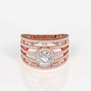 Round Cut Moissanite Diamond <b>Cocktail</b> Sterling Silver <b>Ring</b> for Party Occasions - Product Image 6
