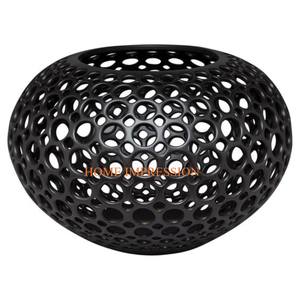 Vases et Pots à fleurs Décoration de table enduite de poudre noire de taille moyenne - Product Image 1