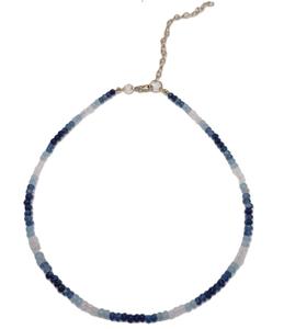 Bohemian Style Blue White <b>Beaded</b> Necklace for Girls One Strand Glass <b>Bead</b> with Printed Fabric <b>Plastic</b> Resin One Size Fits All - Product Image 1