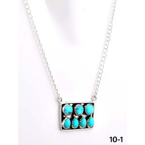 Chaîne en argent sterling de style sud-ouest avec turquoise Kingman, design géométrique, or 18 carats, or rose, classique, religieuse, perle et diamant - Product Image 3
