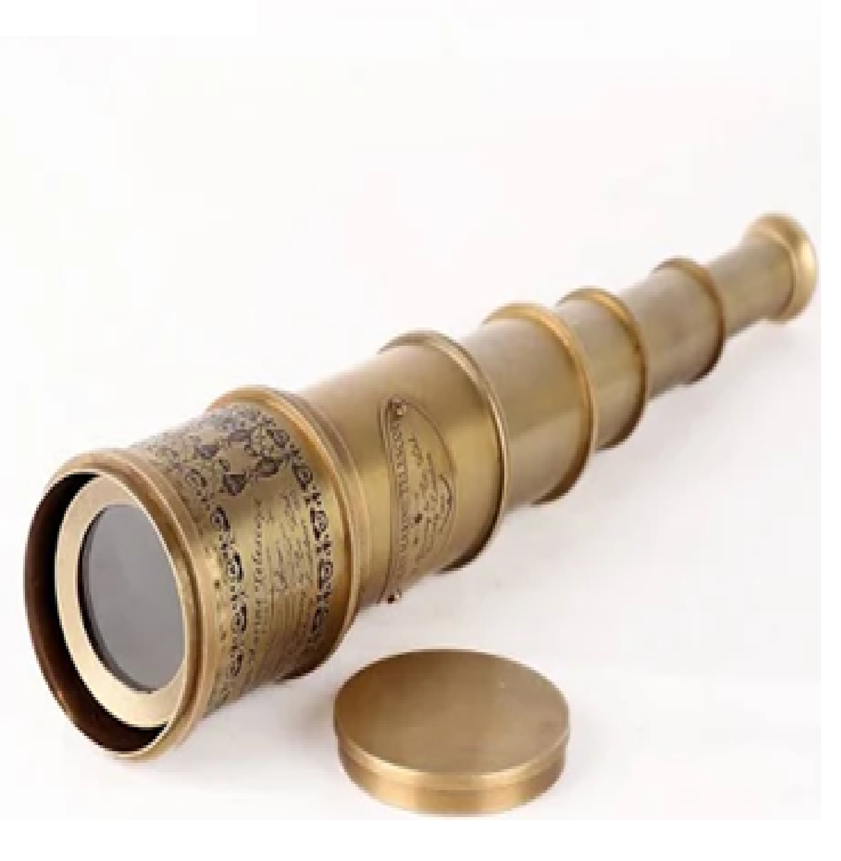 Vintage Extendable Brass Marine Telescope with Engraved Details and Protective Brass Lens Cap for Collectors At Wholesale Prices