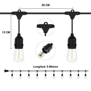 Esterno IP65 impermeabile 5 metri collegabile stringa di luci 10 E27 prese di grasso per la decorazione del giardino esterno E27 presa di luce catena - Product Image 4