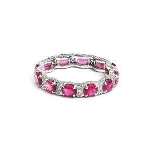 <b>Pink</b> Ruby Eternity Band Ring 925 Sterling Silver Natural Customizable Elegant <b>Jewelry</b> Women Stylish Daily Wear Gift Fashion - Product Image 2