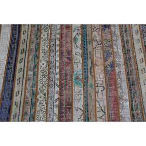 Alfombra Turca de Lana de 3x5.1 pies, Ecológica, Vintage, con Diseño de Parches Azules y Rojos, con Base de Látex - Product Image 4