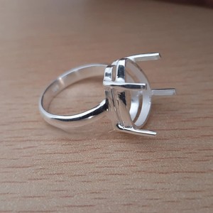 925 Sterling Silver Pear Stone Setting 4X6MM Double Layer Collet Prong Handmade Bezel Mount Jewelry <b>Ring</b> DIY Jewelry Supplier - Product Image 2