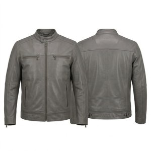 Men <b>Brown</b> PU <b>Leather</b> <b>Jacket</b> 450 GSM Padded Shoulder Paneled Biker Outerwear Custom Debossed Logo Waterproof Breathable - Product Image 6