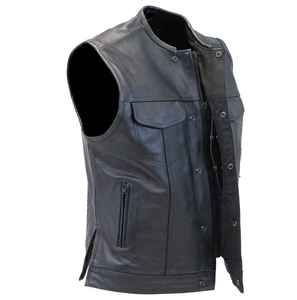2025 hommes véritable peau de vache moto gilet noir hiver chaud respirant côté dentelle gilet réversible sans manches en cuir veste - Product Image 1