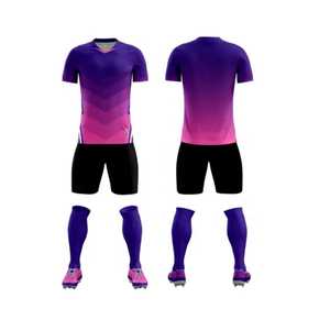 ชุดเสื้อฟุตบอลสำหรับผู้ชายสีฟ้าสีเหลืองและสีฟ้าสดปรับแต่งโลโก้ได้ - Product Image 3